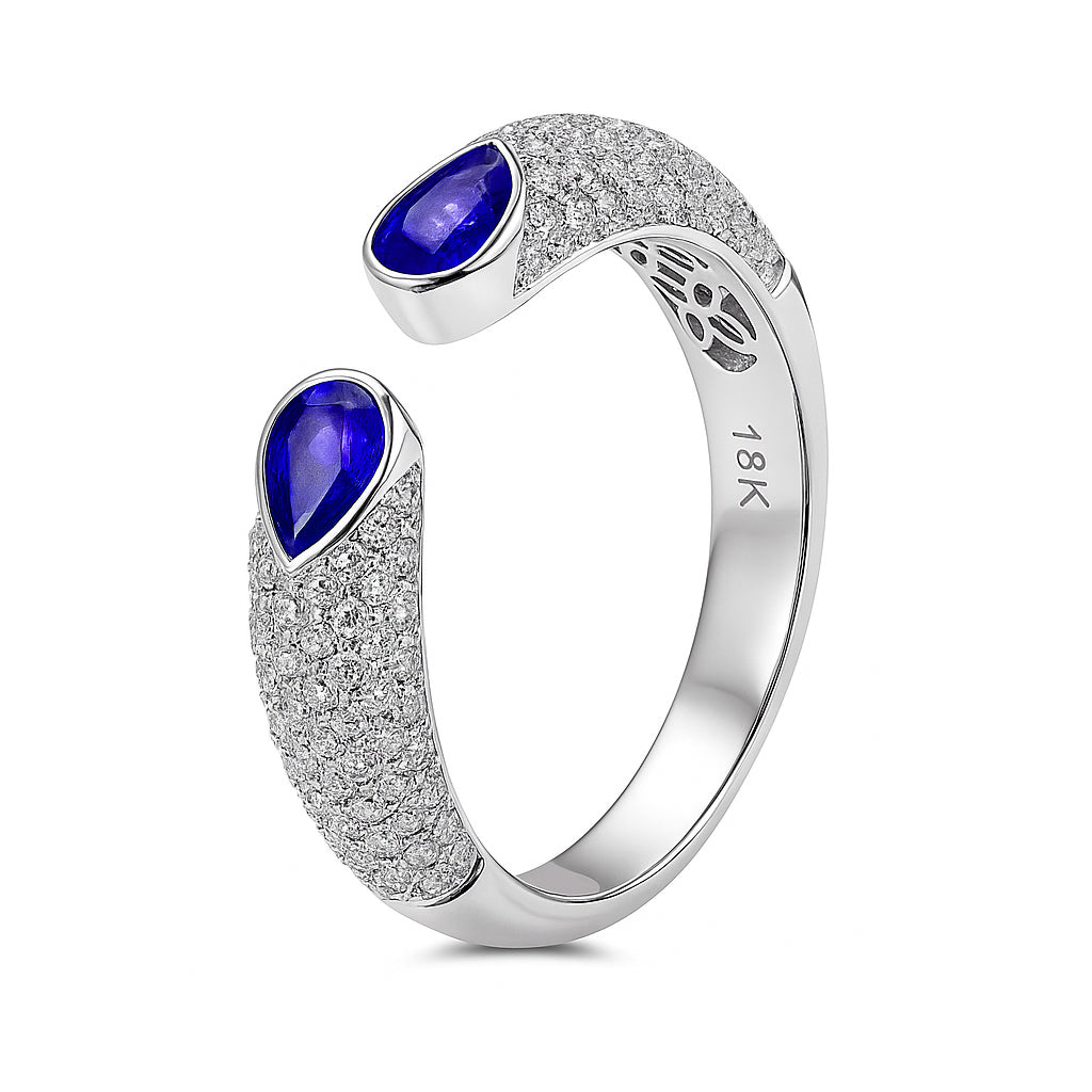 18K White Gold Blue Sapphire Ring, 1.24ct