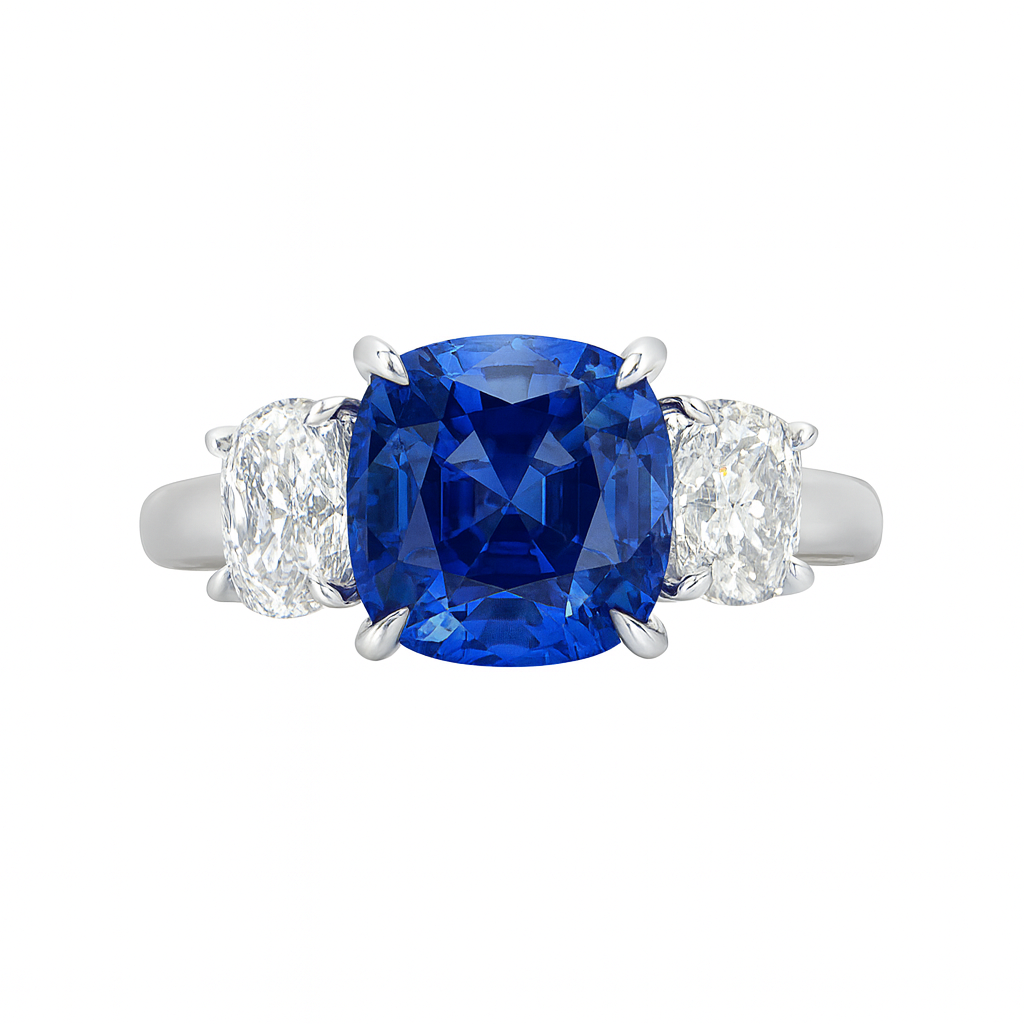 SR056428 - Ring 18KW/4.2G 1SAPP-3.19CT 2DIA-1.42CT