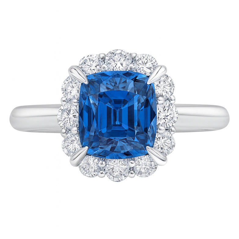 SR056457 - Ring 18KW/4.0G 1SAPP-2.70CT 12RD-0.56CT
