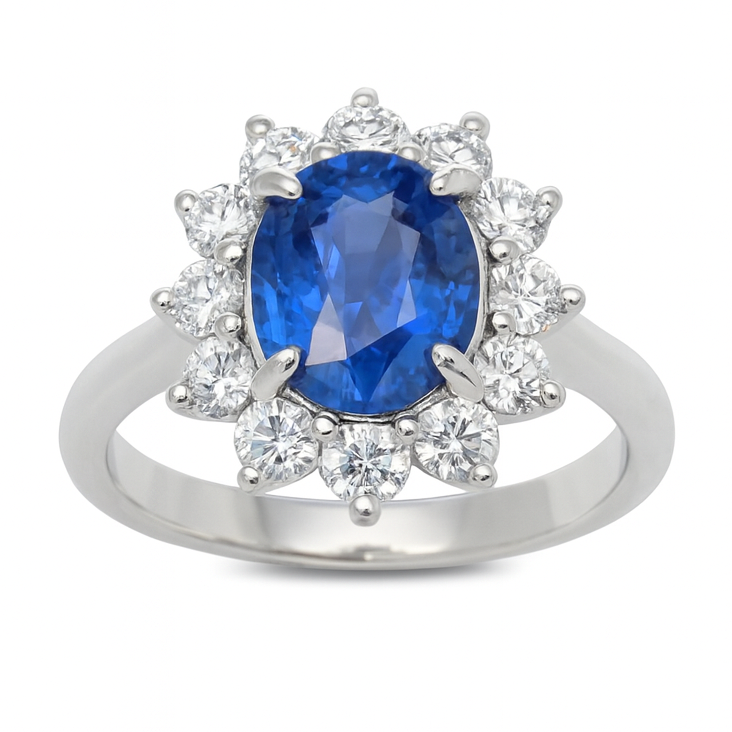 SR056548 - Ring 18KW/4.2G 1SAPP-2.05CT 12RD-0.71CT