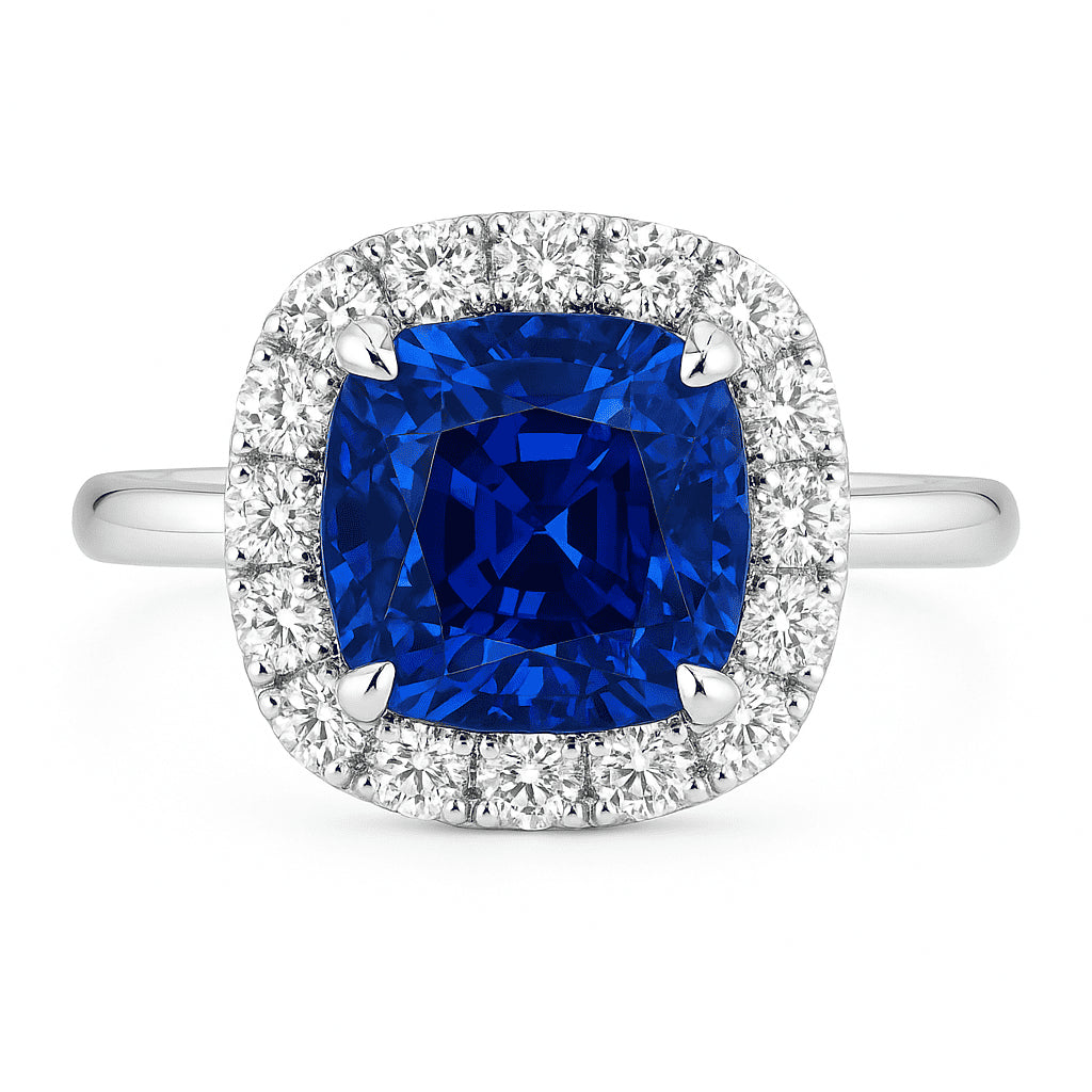 Handmade 18K White Gold Blue Sapphire Ring, 0.36ct