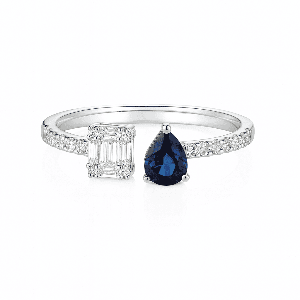 18K White Gold Blue Sapphire Ring, 0.38ct