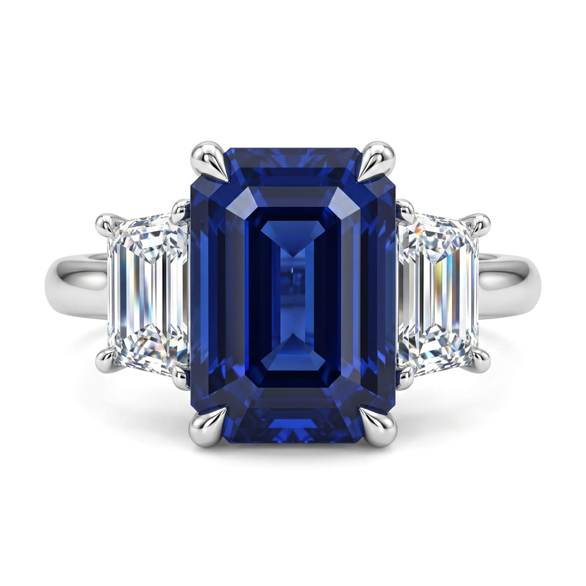 SR057087 - Ring/18KW 1SAPP-4.54CT 2TRAP-0.80CT GIA