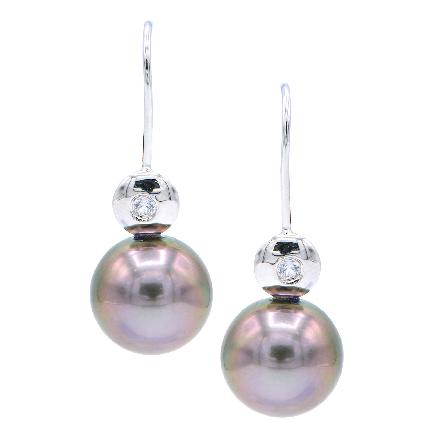 SSE012005-D - 925 Earring Tahitian 2D-0.10ctt 10-11mm 1.3G