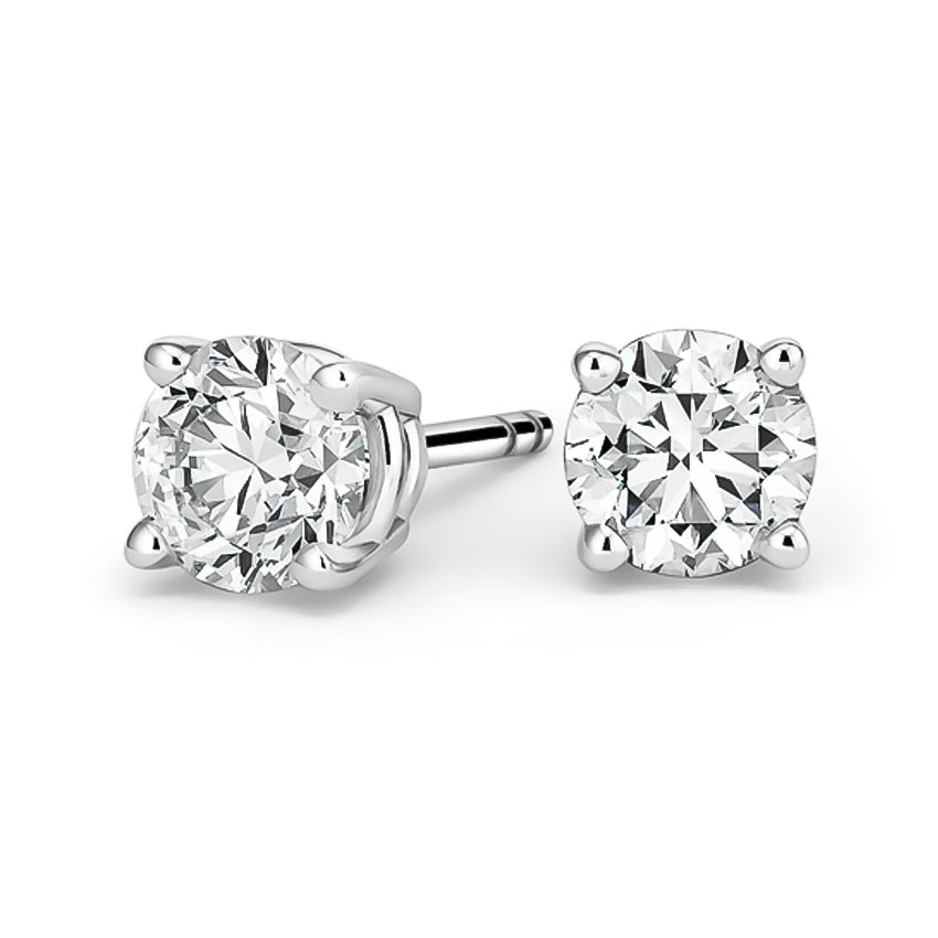 14K White Gold Diamond Stud Earrings, 1ct