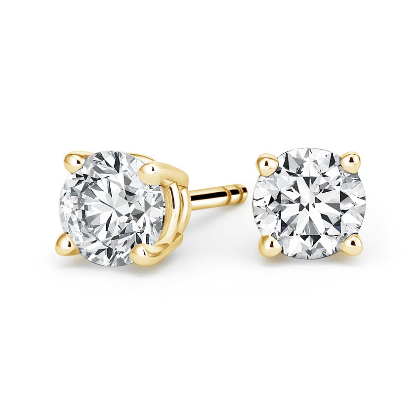 14K Yellow Gold Diamond Stud Earrings, 0.75ct