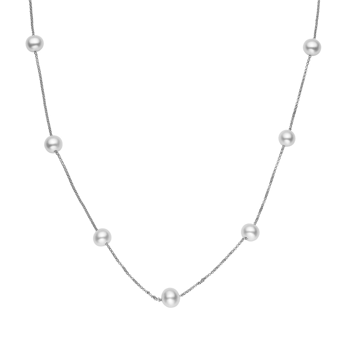 14K White Gold Freshwater Pearl Necklace, 6-7mm