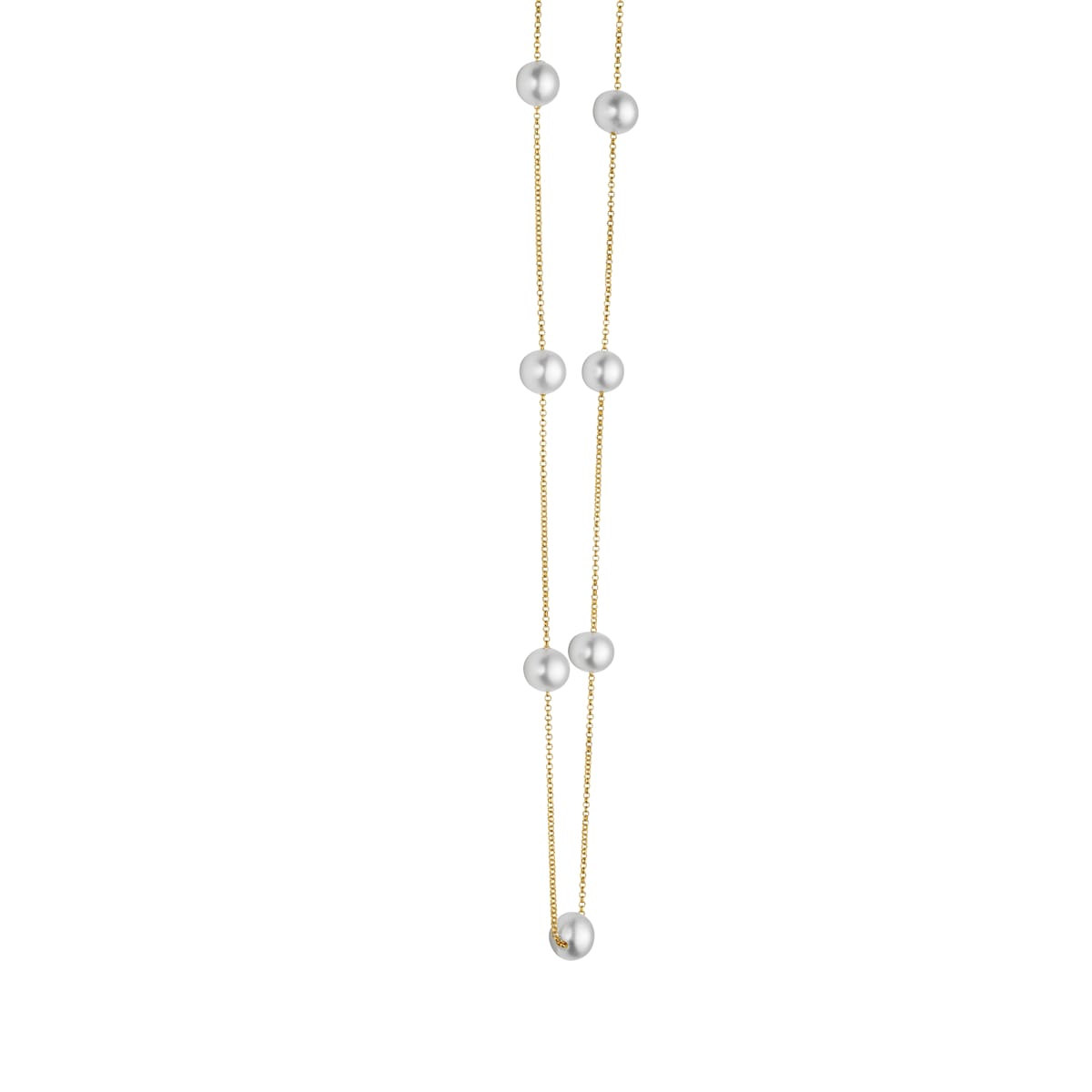 14K Yellow Gold Freshwater Pearl Tincup Necklace, 6-7mm