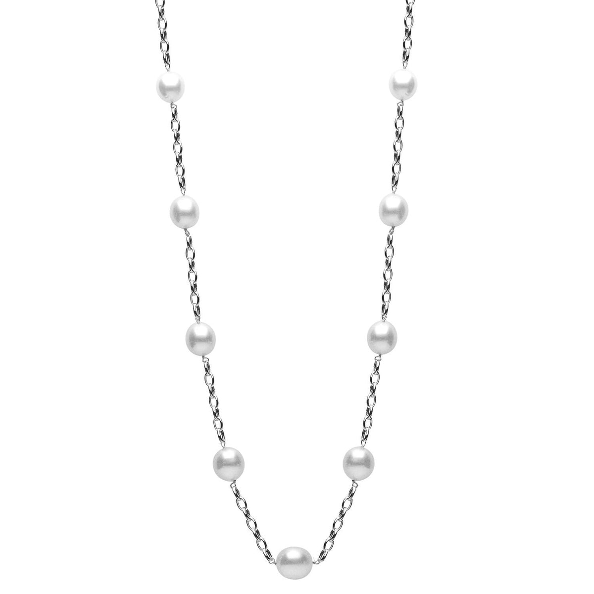 14K White Gold South Sea Pearl Tincup Necklace, 12-15mm