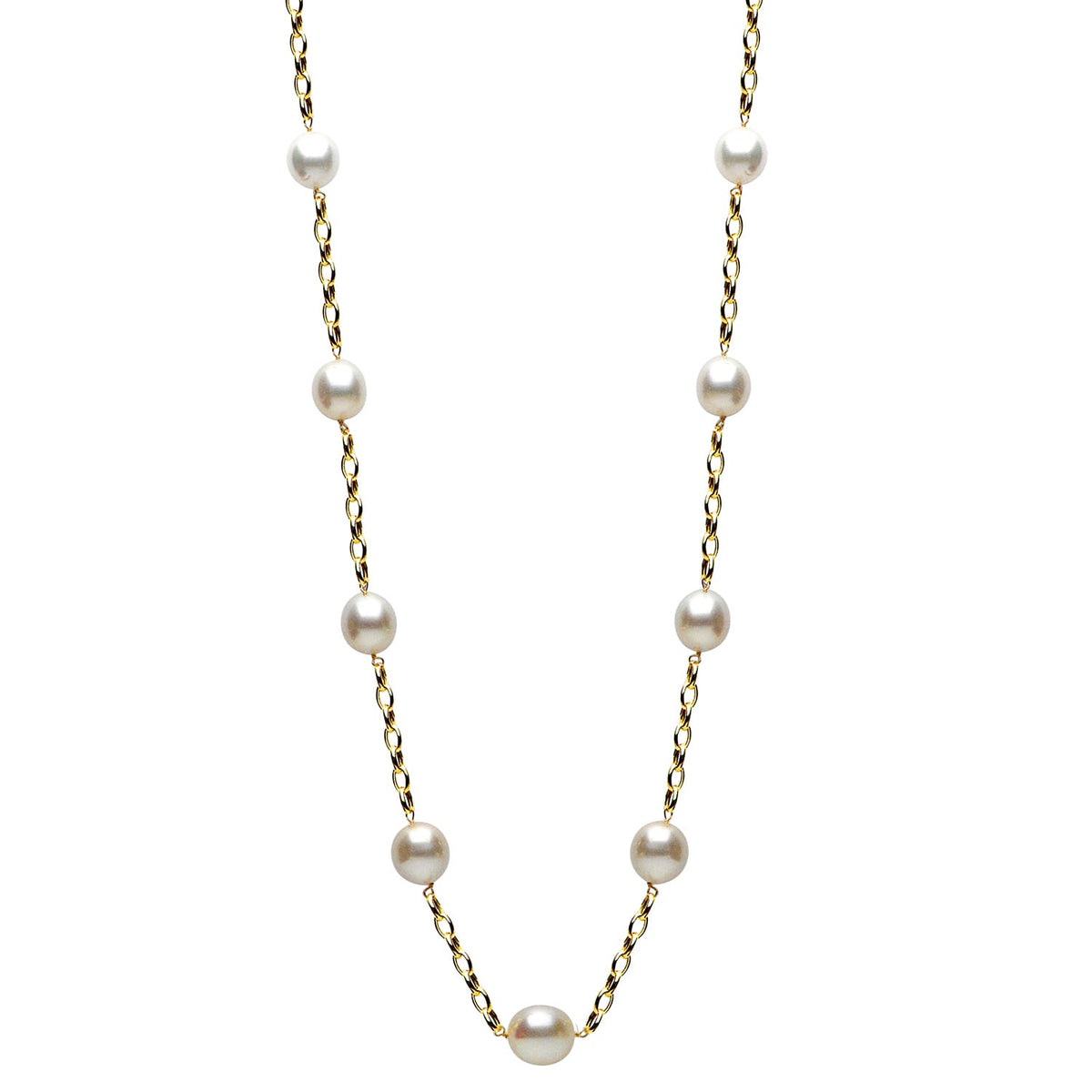 14K Yellow Gold South Sea Pearl Tin Cup Necklace, 12-15mm