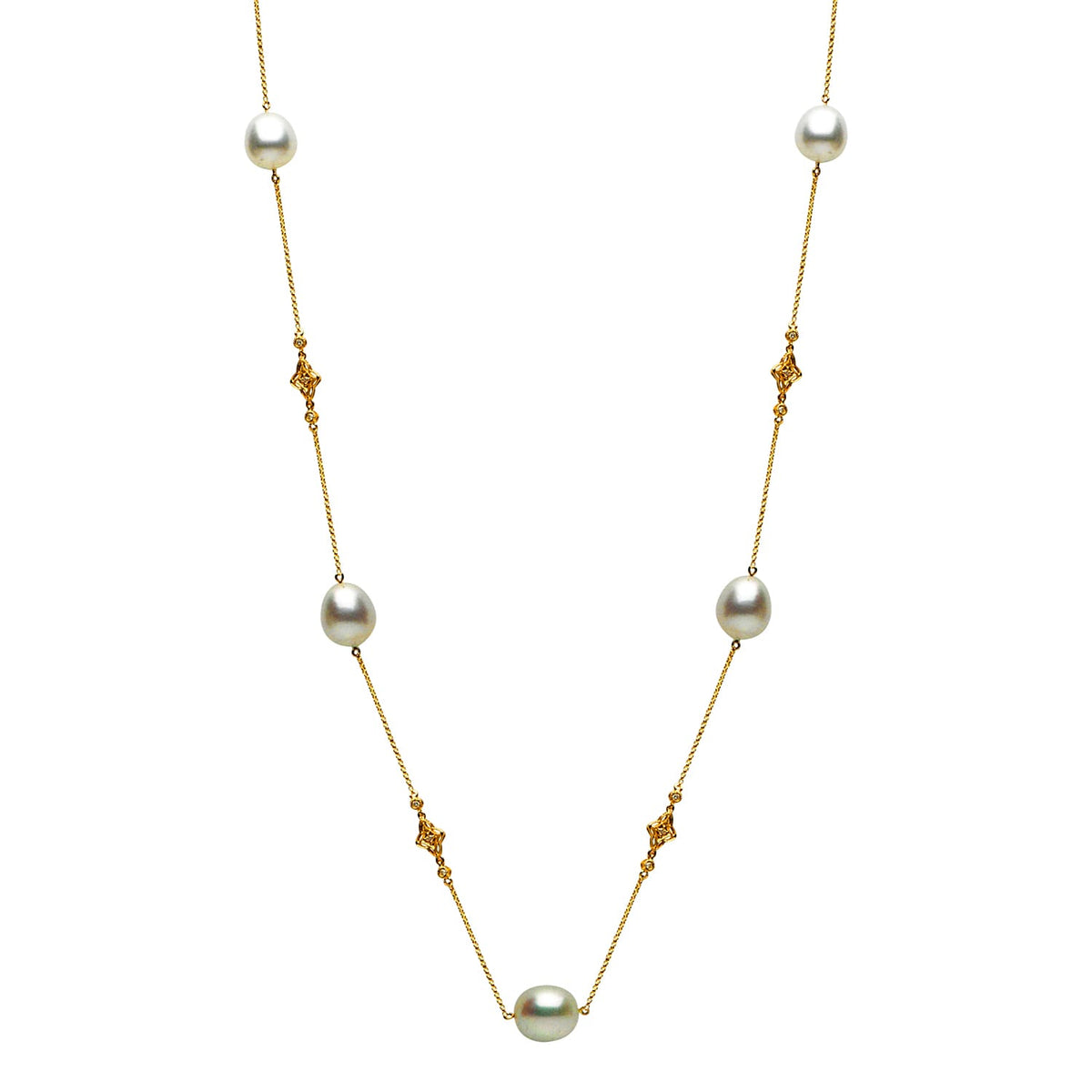 14K Yellow Gold South Sea Pearl Necklace, 11-12mm