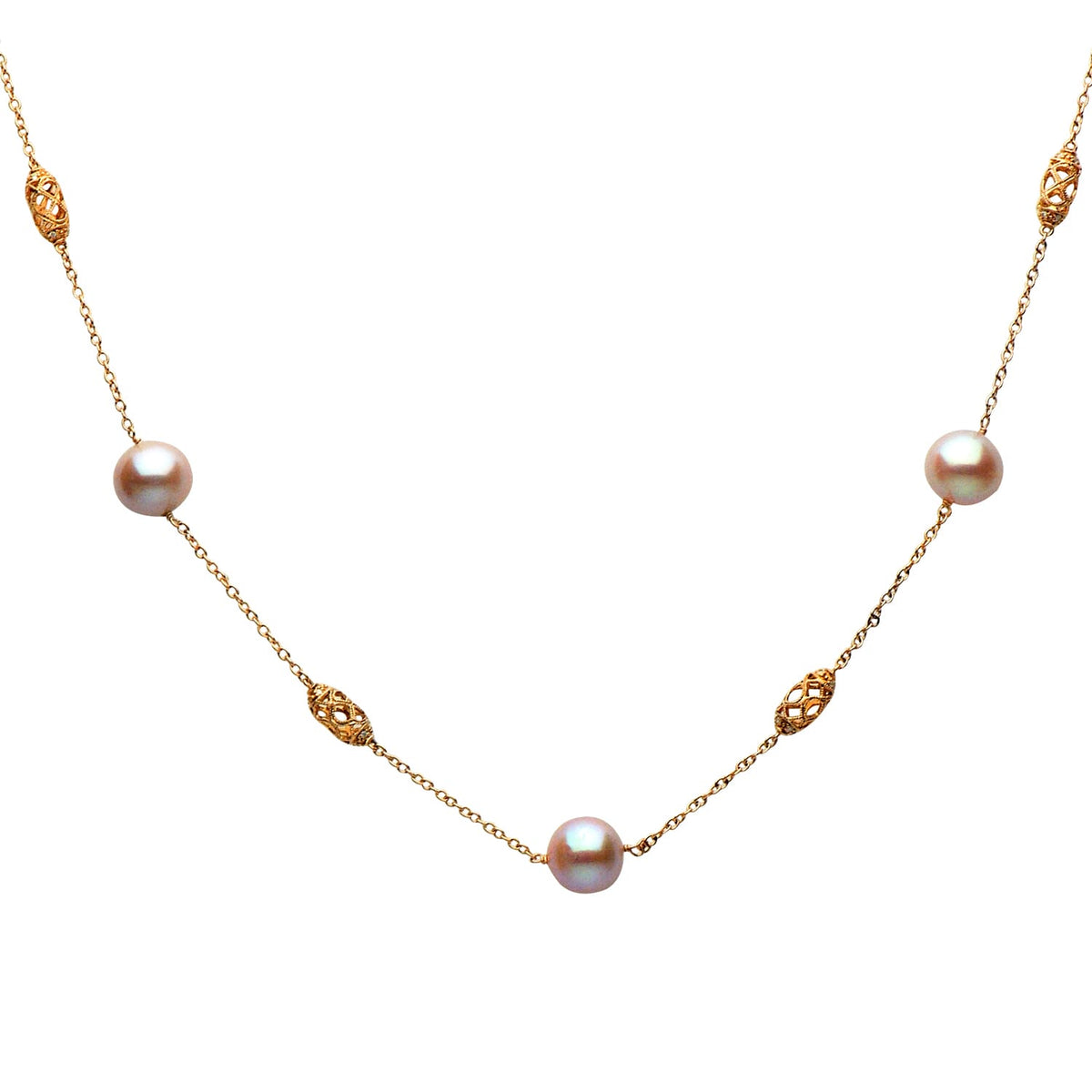 14K Rose Gold Freshwater Pearl Necklace, 11-12mm