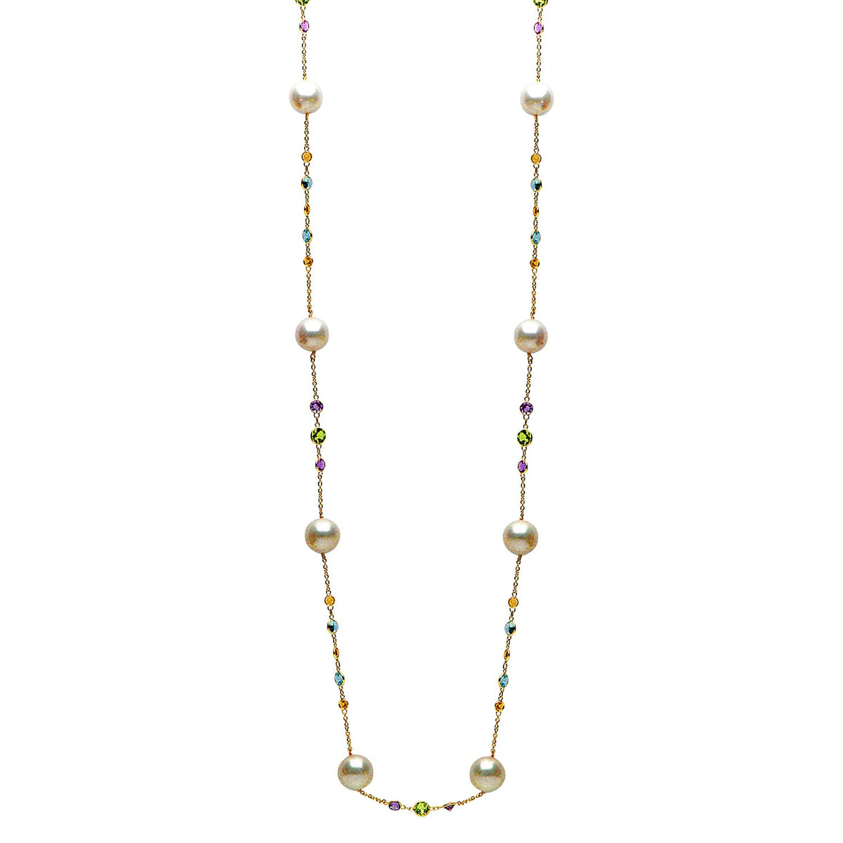 14K Yellow Gold FW Pearl Tincup Necklace, 10-11mm