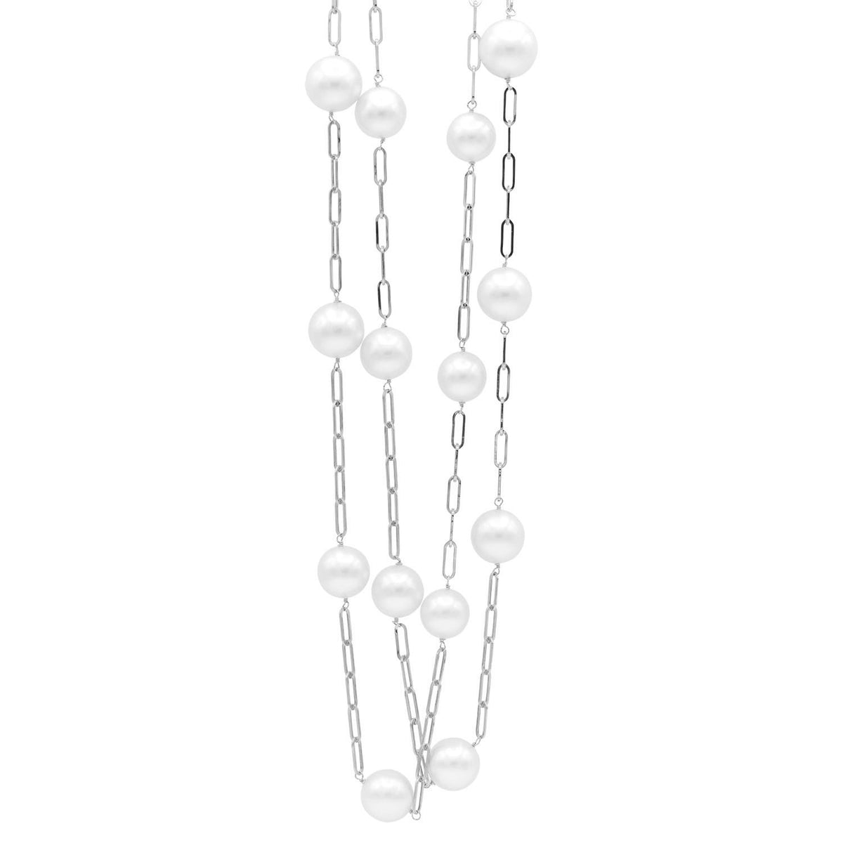 14K White Gold Freshwater Pearl Tincup Necklace, 10.50-11.50mm