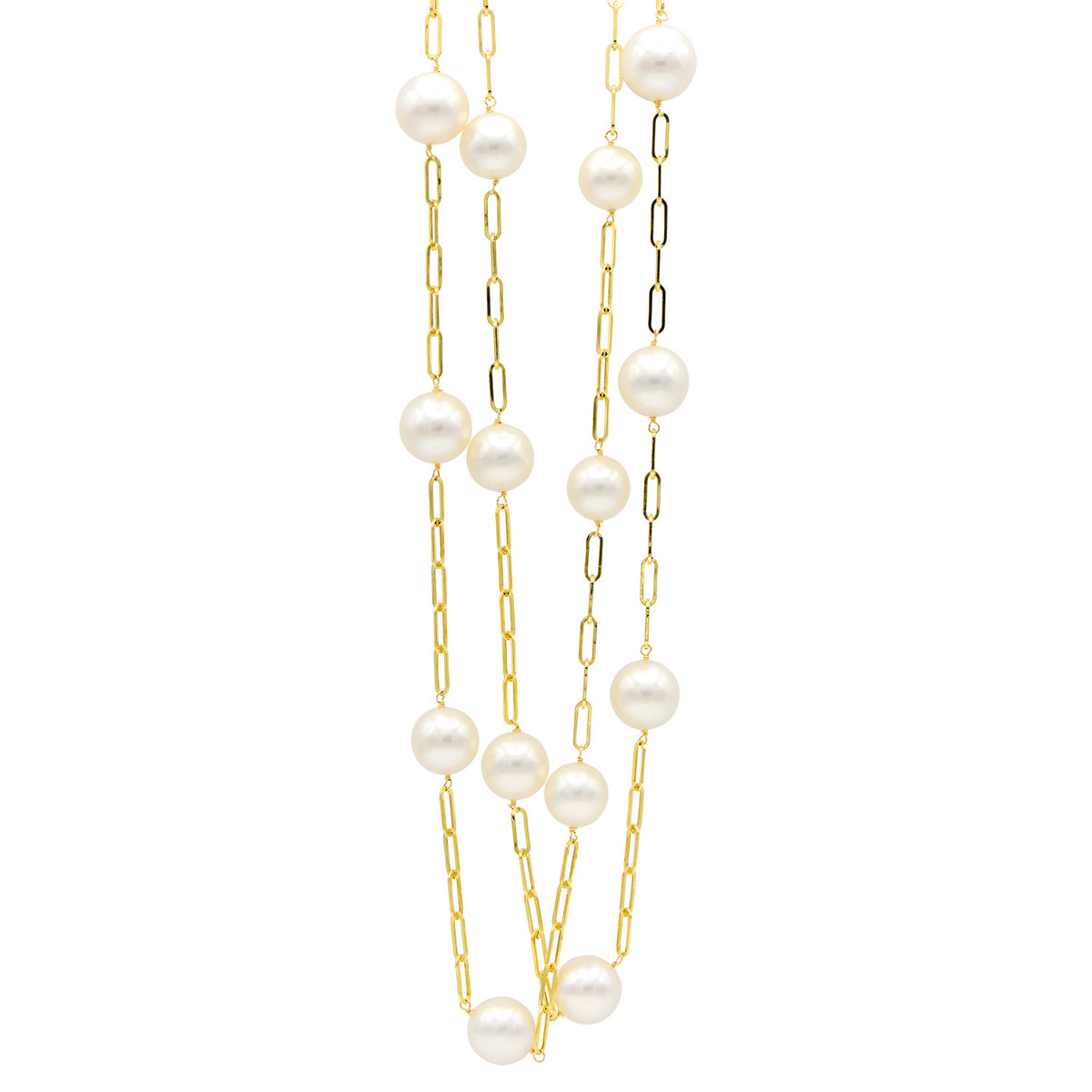 14K Yellow Gold Freshwater Tin Cup Necklace, 10.50-11.50mm