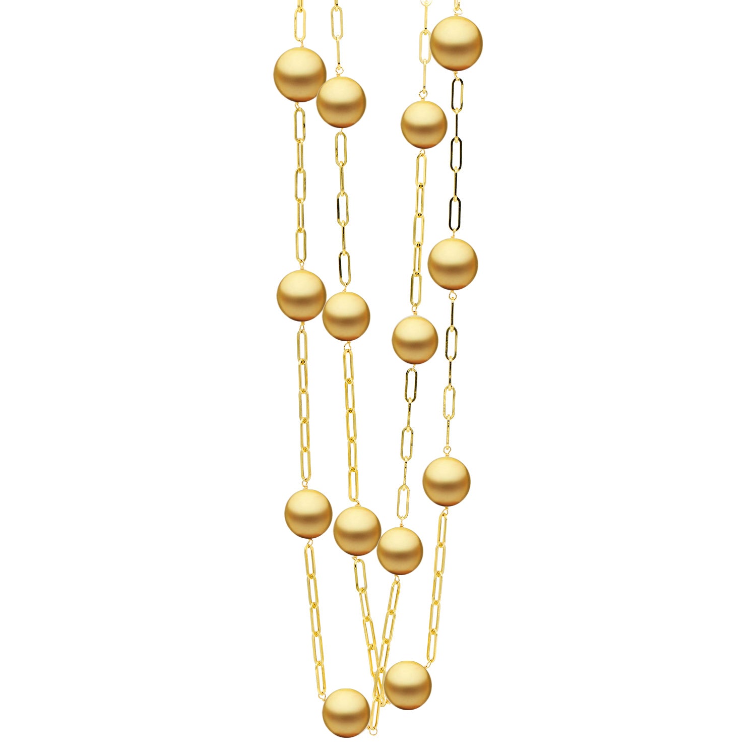 T015229Y-G36 - 14KY Paperclip Golden Tincup Necklace 12-15mm Approx