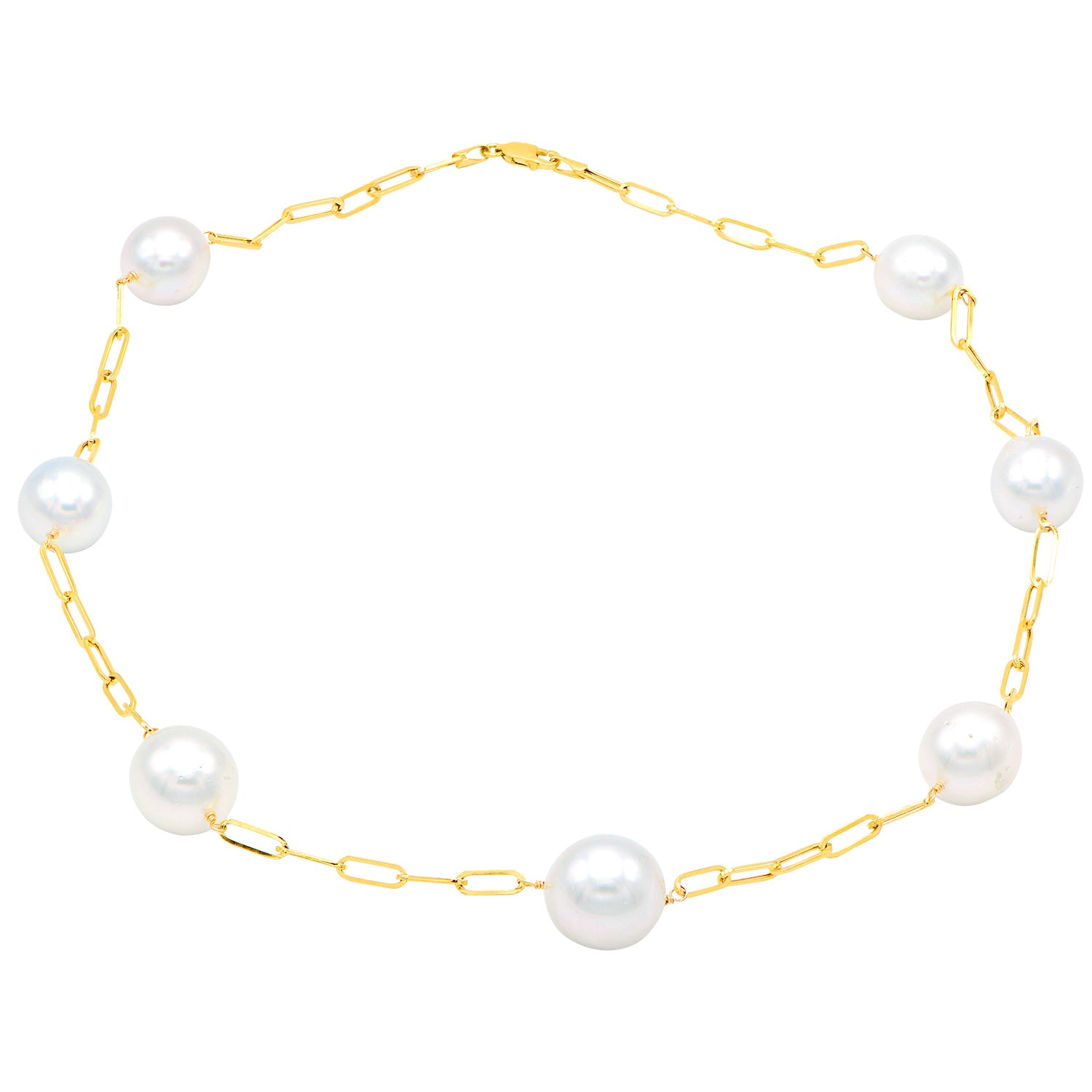T015229Y-G36 - 14KY Paperclip Golden Tincup Necklace 12-15mm Approx