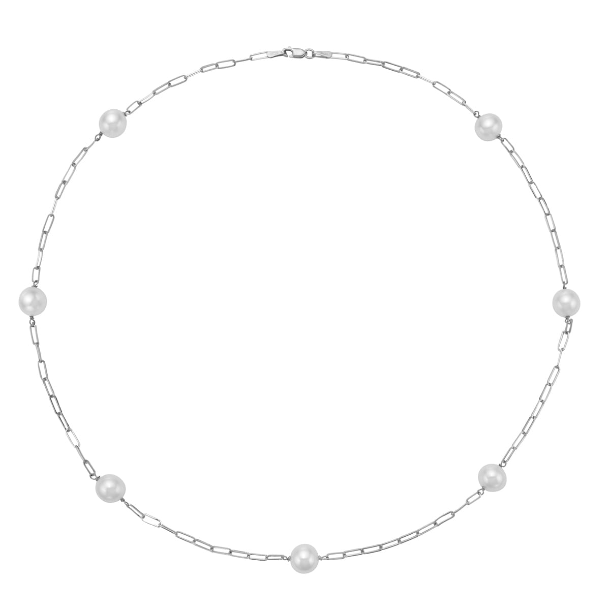 14K White Gold Freshwater Pearl Necklace, 8-9mm