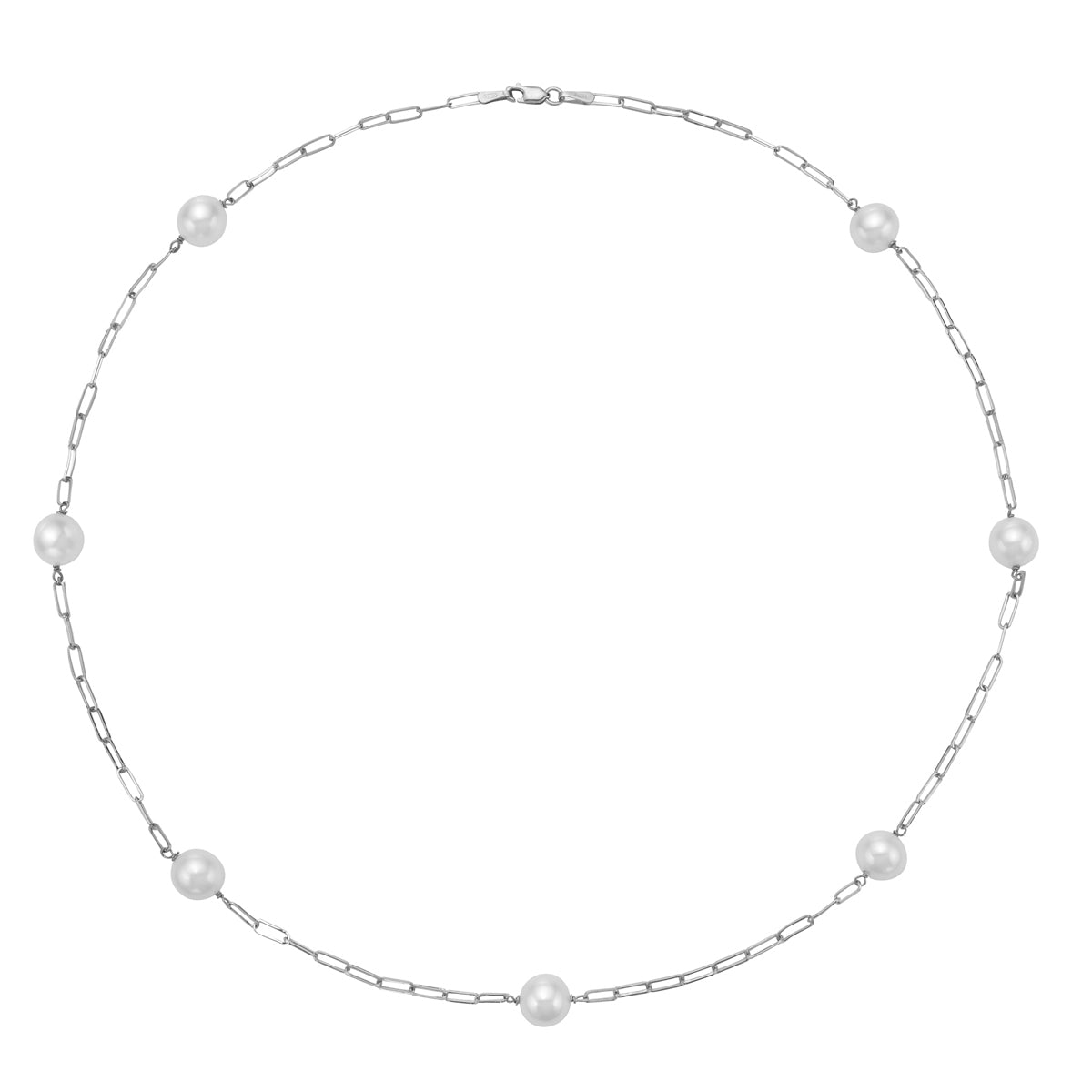 14K White Gold Freshwater Pearl Necklace, 8-9mm