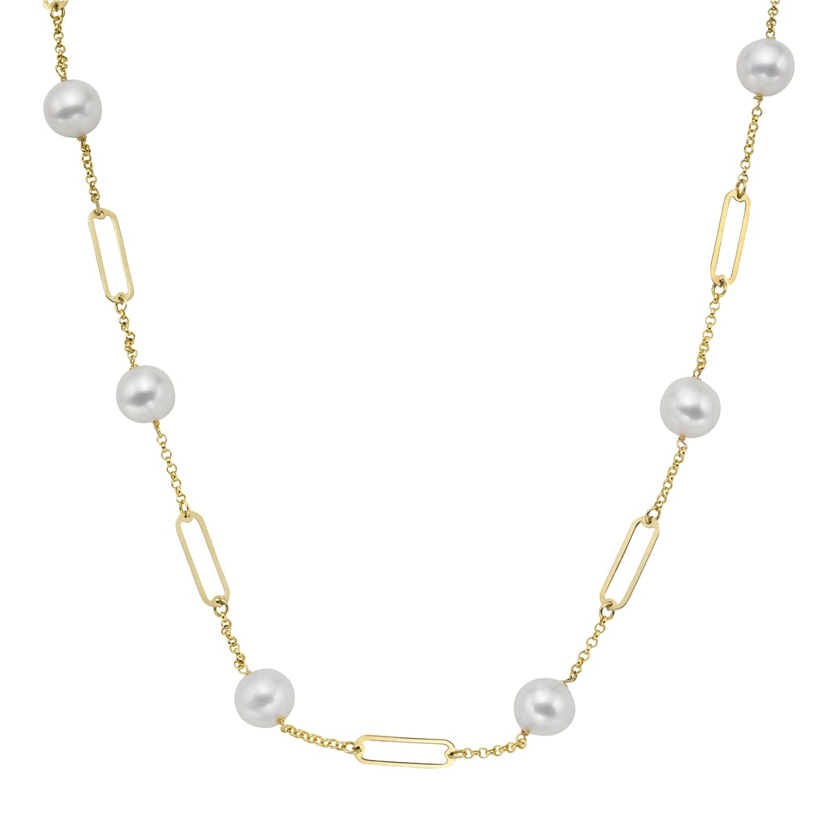14K Yellow Gold Freshwater Pearl Necklace, 9-10mm