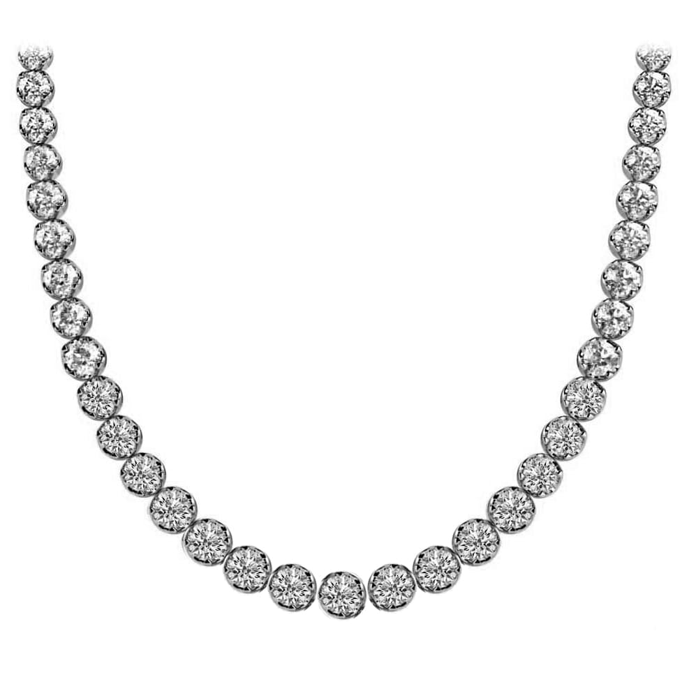 14K White Gold Diamond Tennis Necklace, 3.6ct