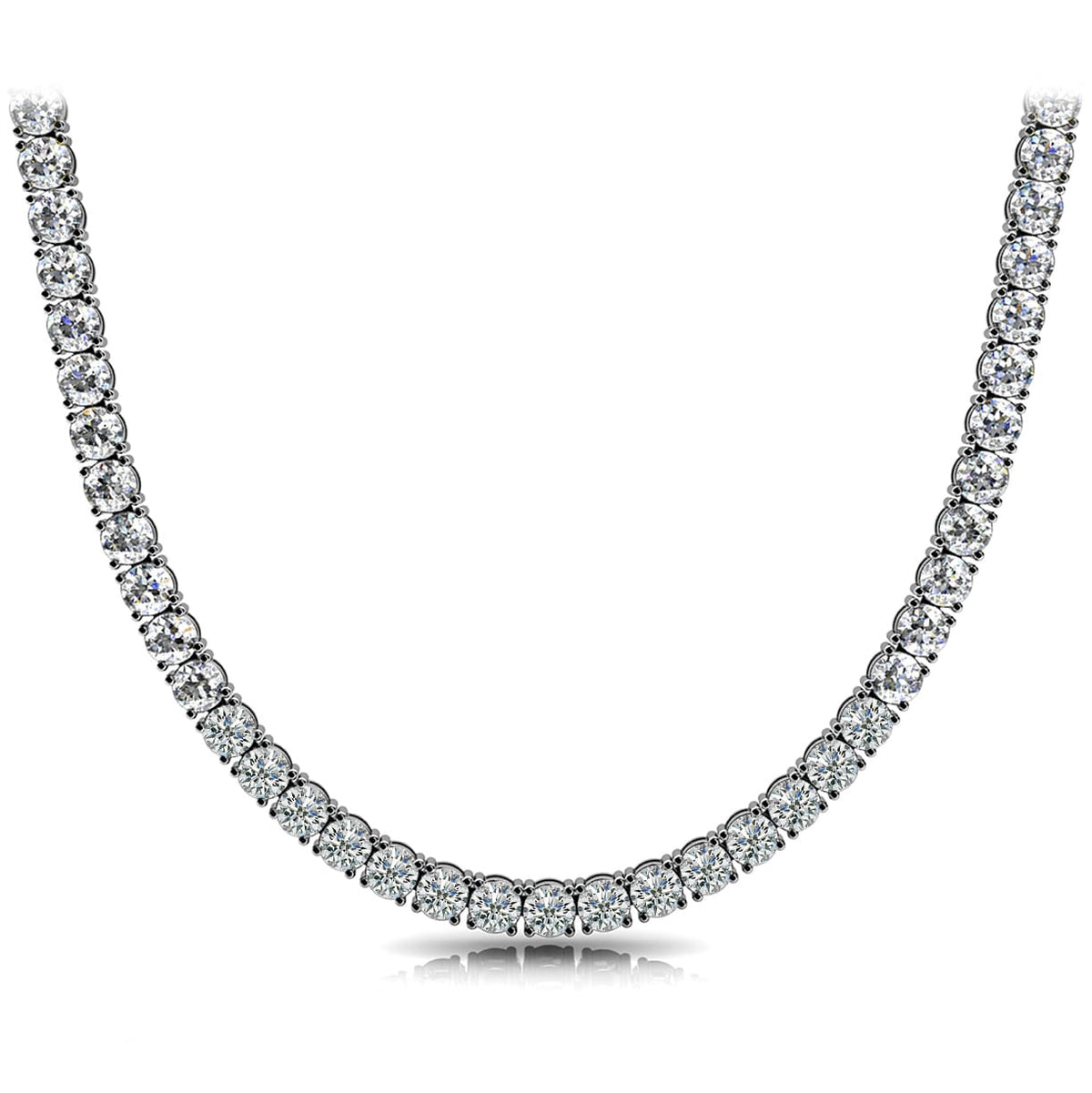 18K White Gold Diamond Tennis Necklace