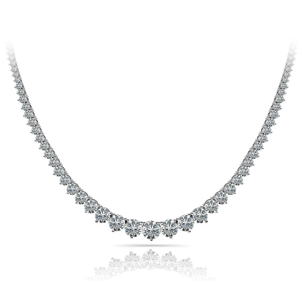 14K White Gold Diamond Tennis Necklace, 7ct
