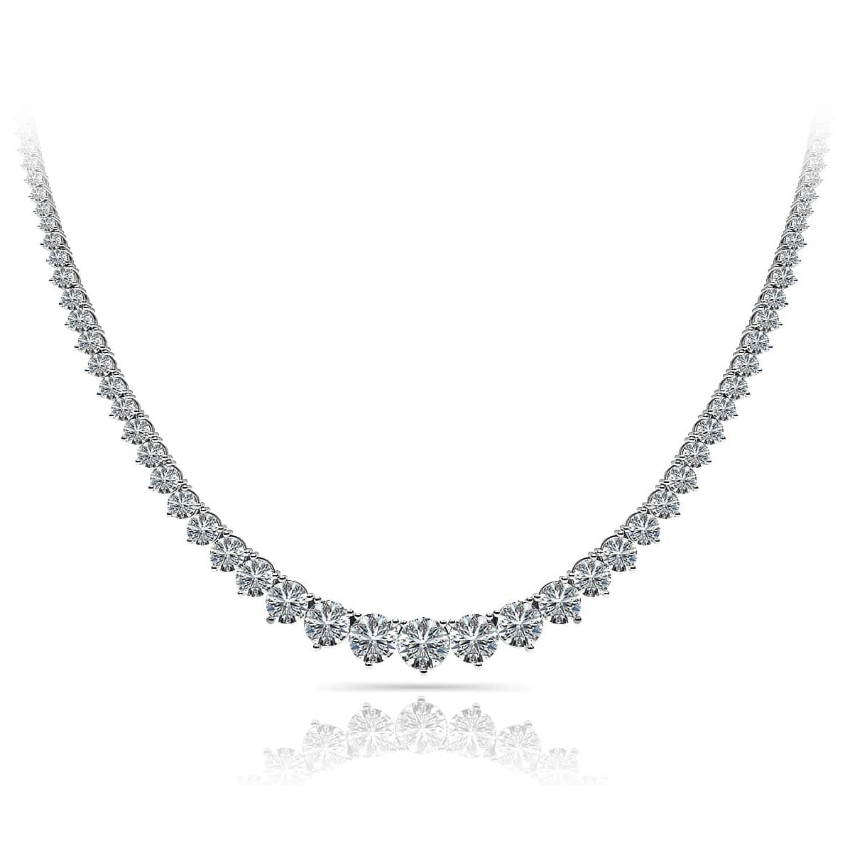 18K White Gold Diamond Tennis Necklace, 25ct