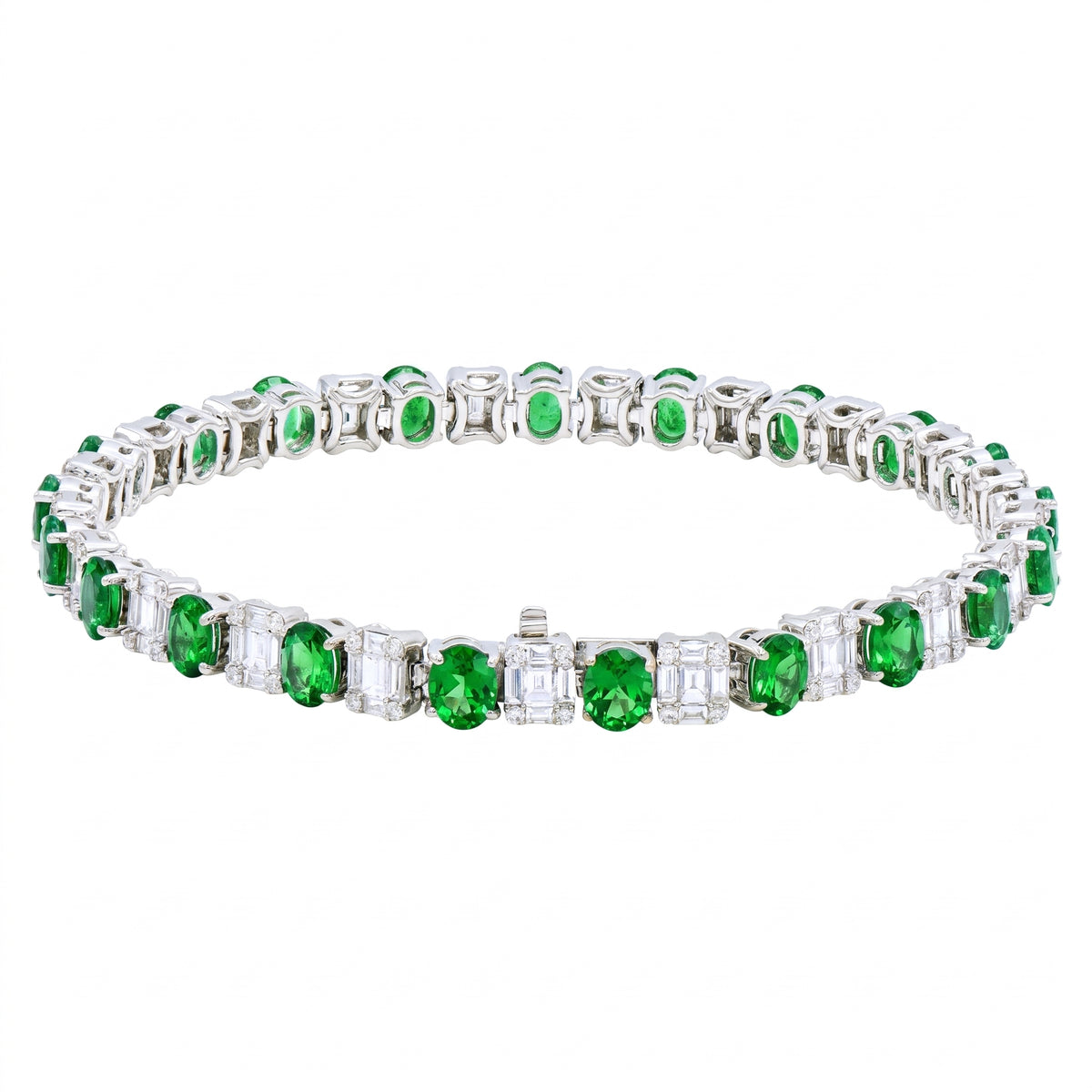 18K White Gold Tsavorite Bracelet, 7.3ct