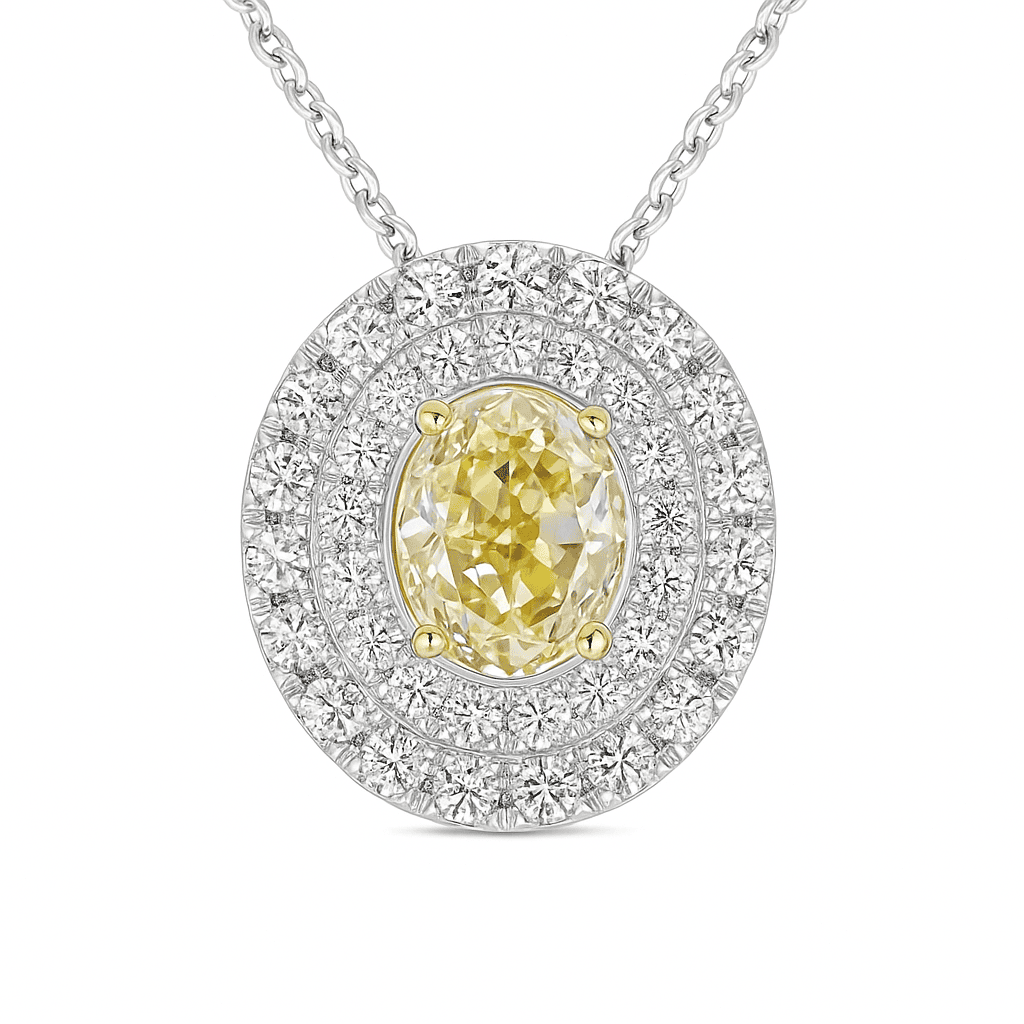 Handmade 18K Yellow Gold Yellow Diamond Pendant, 0.99ct