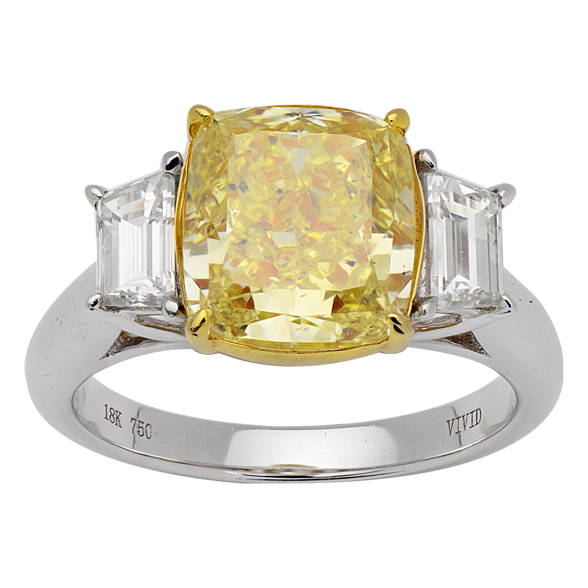 Handmade 18KWY Yellow Diamond Ring