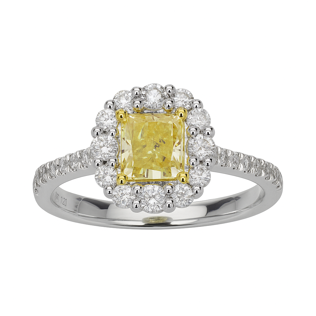 Handmade 18K Yellow Gold Yellow Diamond Ring, 0.8ct
