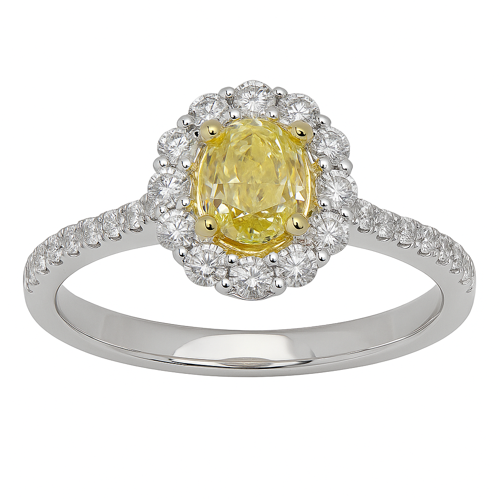 Handmade 18K Yellow Gold Yellow Diamond Ring, 0.85ct